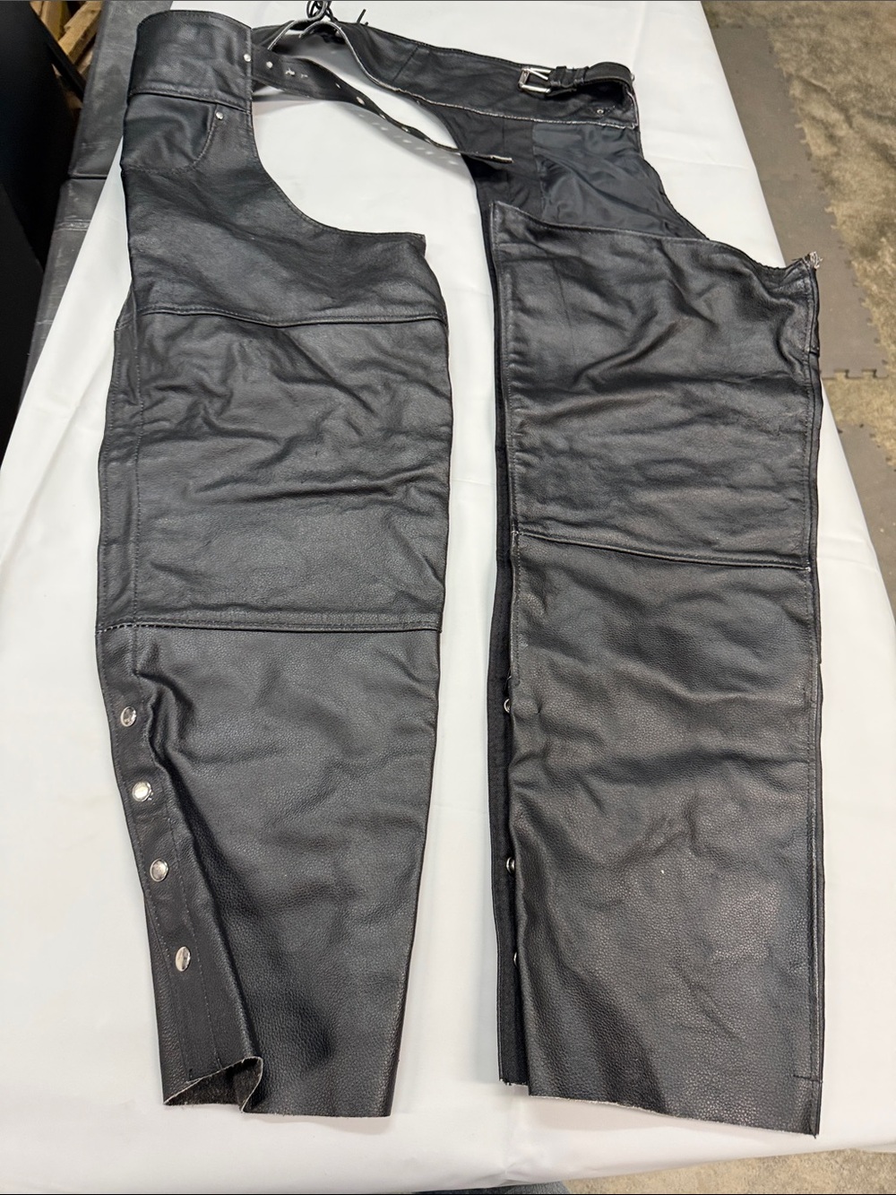 Men's Black Leather Motorcycle Chaps